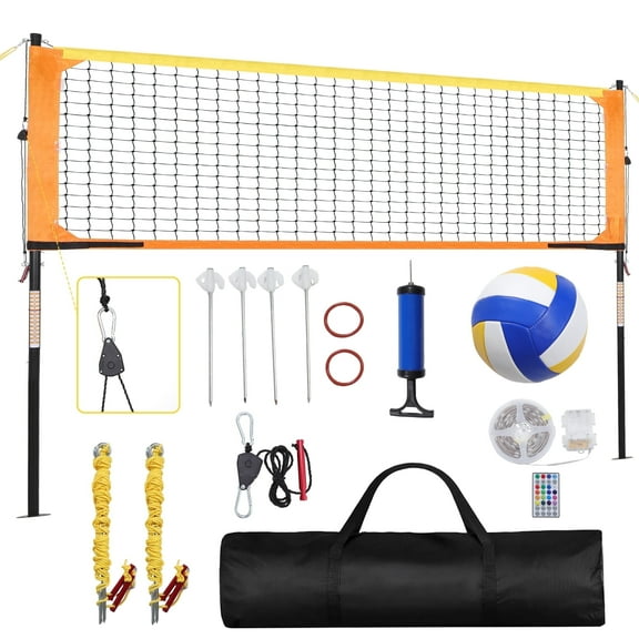 Crtynell Heavy Duty Volleyball Net Outdoor with Anti-Sag System, Adjustable Aluminum Poles, Professional Volleyball Nets Set for Backyard and Beach, Volleyball and Carrying Bag