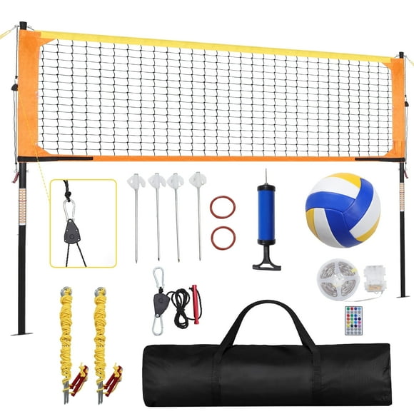 Crtynell Heavy Duty Volleyball Net Outdoor with Anti-Sag System, Adjustable Aluminum Poles, Professional Volleyball Nets Set for Backyard and Beach, Volleyball and Carrying Bag