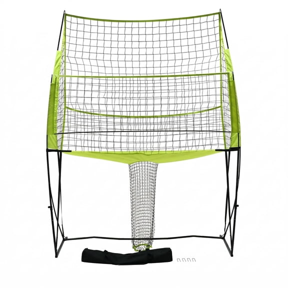 Heavy Duty Volleyball Practice Net Station,8x11ft Portable Volleyball Practice Net,Adjustable Height Volleyball Net for Serving, Spiking, Solo and Team Drills, Beach Backyard Indoor Outdoor