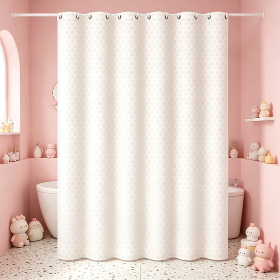 Heavy-Duty Waffle Pattern Shower Curtain | Waterproof Polyester Bath Curtain - Solid Color Bathroom Curtain with Rust-Proof Grommets, 35x70 Inch