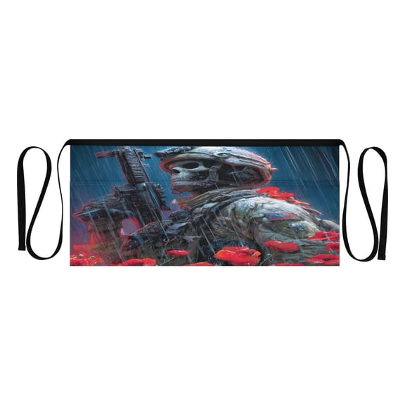 Heavy Duty Waist Apron with 3 Pockets Water Resistant Commercial Grade for Waiters, Servers, Bartenders, Chefs, Gardeners, and Home Use American Skeleton Soldier