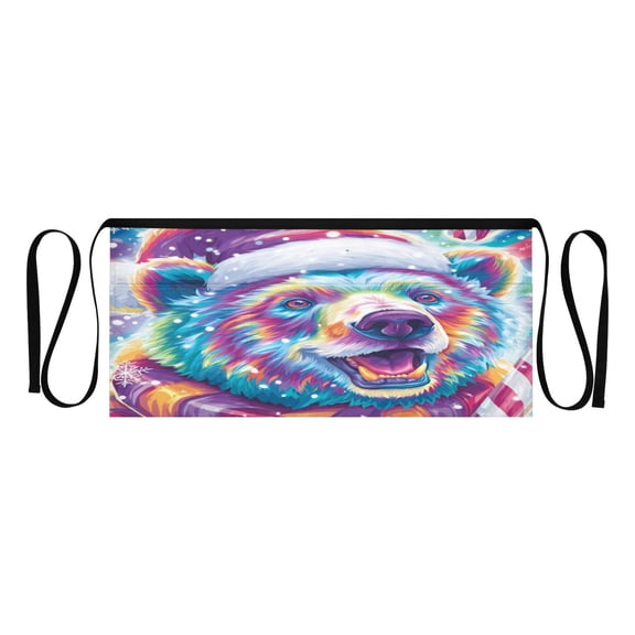 Heavy Duty Waist Apron with 3 Pockets Water Resistant Commercial Grade for Waiters, Servers, Bartenders, Chefs, Gardeners, and Home Use Cute Smiling Polar Bear
