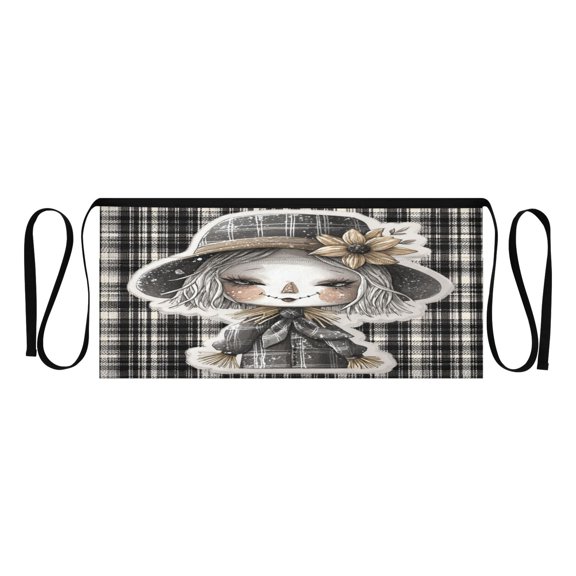 Heavy Duty Waist Apron with 3 Pockets Water Resistant Commercial Grade for Waiters, Servers, Bartenders, Chefs, Gardeners, and Home Use Dark-themed Straw Doll