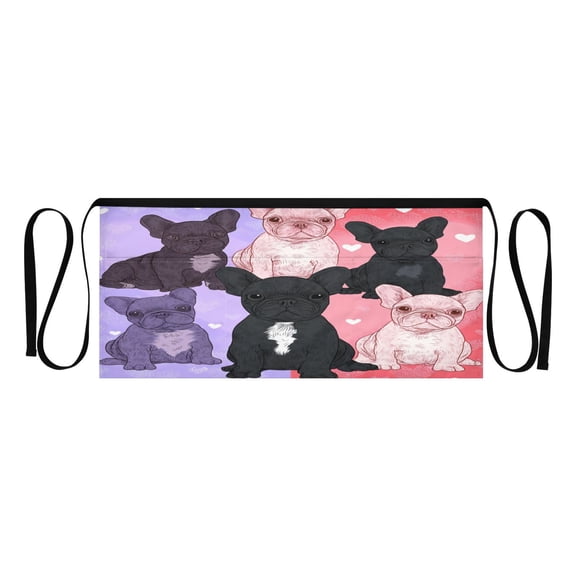 Heavy Duty Waist Apron with 3 Pockets Water Resistant Commercial Grade for Waiters, Servers, Bartenders, Chefs, Gardeners, and Home Use Frenchie Squad Love Hearts