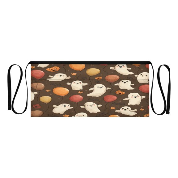 Heavy Duty Waist Apron with 3 Pockets Water Resistant Commercial Grade for Waiters, Servers, Bartenders, Chefs, Gardeners, and Home Use Halloween Balloons