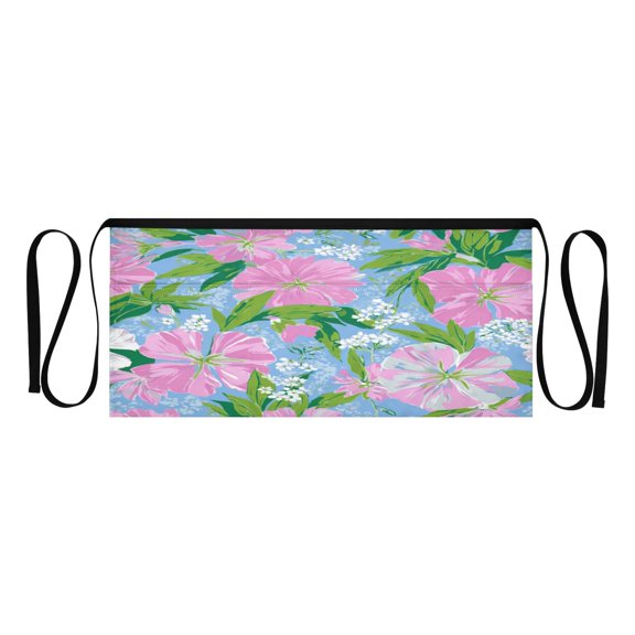 Heavy Duty Waist Apron with 3 Pockets Water Resistant Commercial Grade for Waiters, Servers, Bartenders, Chefs, Gardeners, and Home Use Lily Flowers Pattern