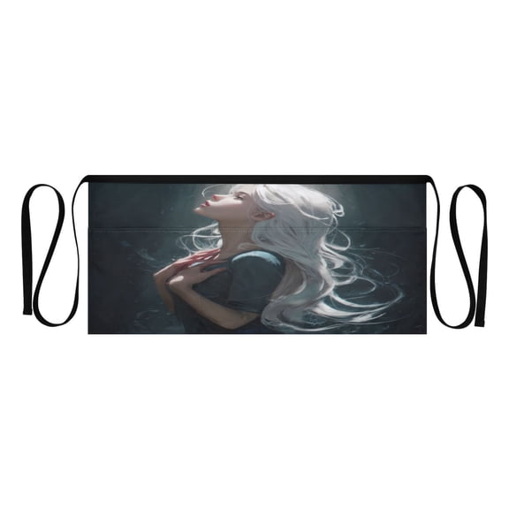 Heavy Duty Waist Apron with 3 Pockets Water Resistant Commercial Grade for Waiters, Servers, Bartenders, Chefs, Gardeners, and Home Use Long White Hair Girl