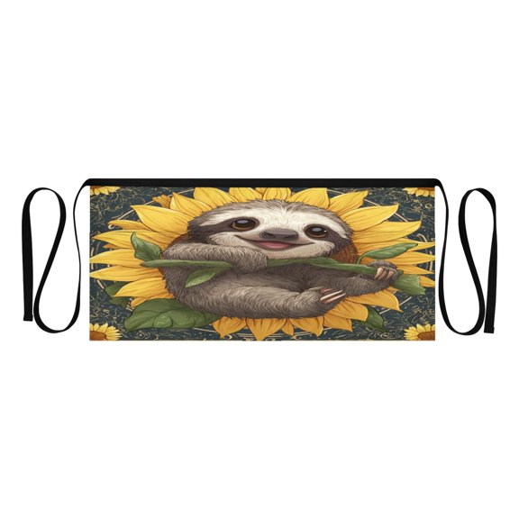 Heavy Duty Waist Apron with 3 Pockets Water Resistant Commercial Grade for Waiters, Servers, Bartenders, Chefs, Gardeners, and Home Use Smiling Happy Baby Sloth