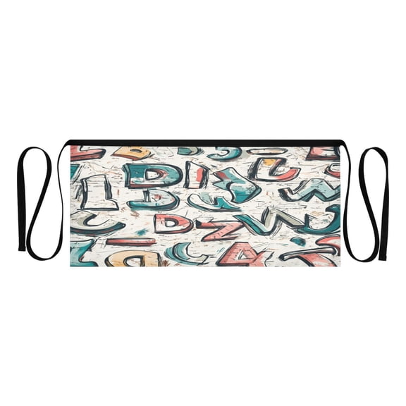 Heavy Duty Waist Apron with 3 Pockets Water Resistant Commercial Grade for Waiters, Servers, Bartenders, Chefs, Gardeners, and Home Use Street Graffiti Doodle Alphabet