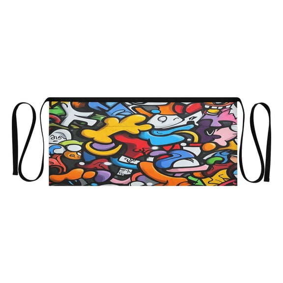 Heavy Duty Waist Apron with 3 Pockets Water Resistant Commercial Grade for Waiters, Servers, Bartenders, Chefs, Gardeners, and Home Use Street Graffiti Style Pattern