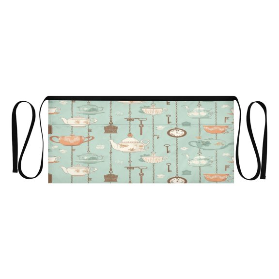 Heavy Duty Waist Apron with 3 Pockets Water Resistant Commercial Grade for Waiters, Servers, Bartenders, Chefs, Gardeners, and Home Use Teapots Clocks and Keys