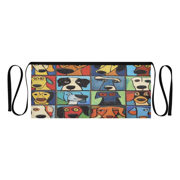 Heavy Duty Waist Apron with 3 Pockets Water Resistant Commercial Grade for Waiters, Servers, Bartenders, Chefs, Gardeners, and Home Use Van Gogh Style Cute Dogs