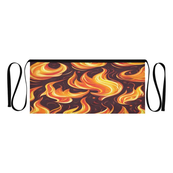 Heavy Duty Waist Apron with 3 Pockets Water Resistant Commercial Grade for Waiters, Servers, Bartenders, Chefs, Gardeners, and Home Use Yellow Flames Pattern