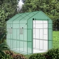 thumbnail image 1 of Heavy Duty Walk-In Greenhouse – 56" x 85" x 76" Portable Plant Shelter with 8 Shelves, PE Cover, Mesh Side Windows – Ideal for Outdoor & Indoor Use, Backyard, Patio, Vegetable Plants – Green, 1 of 6