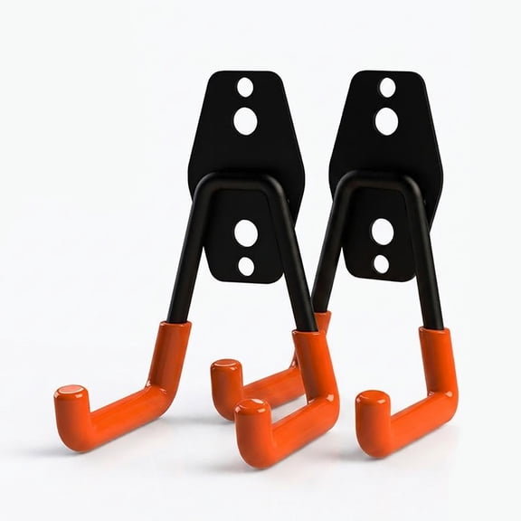Heavy Duty Wall Hook for Hanging, 2 Pack Garage Tool Organizer Wall Mount, Metal Garage Storage Hooks for Ladder,Extension,Garden Tool, Small Utility Hook, Hose Holder for Outdoor and Indoors