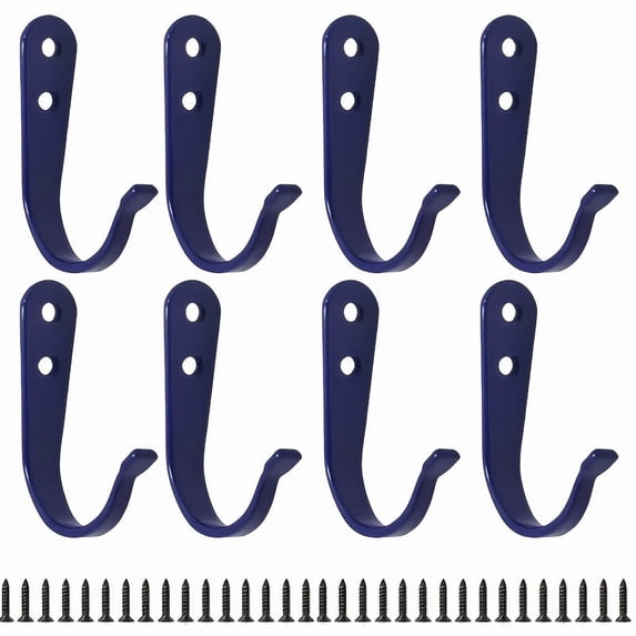 Heavy Duty Wall Hooks 20 Pack Navy Blue Decorative Wall Hooks for Hanging Coats Towels Hats, Great Housewarming Gifts Hostess Gifts, Rustproof Metal Wall Mounted Hooks for
