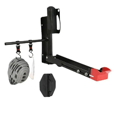 Heavy Duty Wall Mount Bike Rack - Foldable Rotation Design, Space-Saving Garage Storage w/ Gear Hooks for Helmets & Accessories