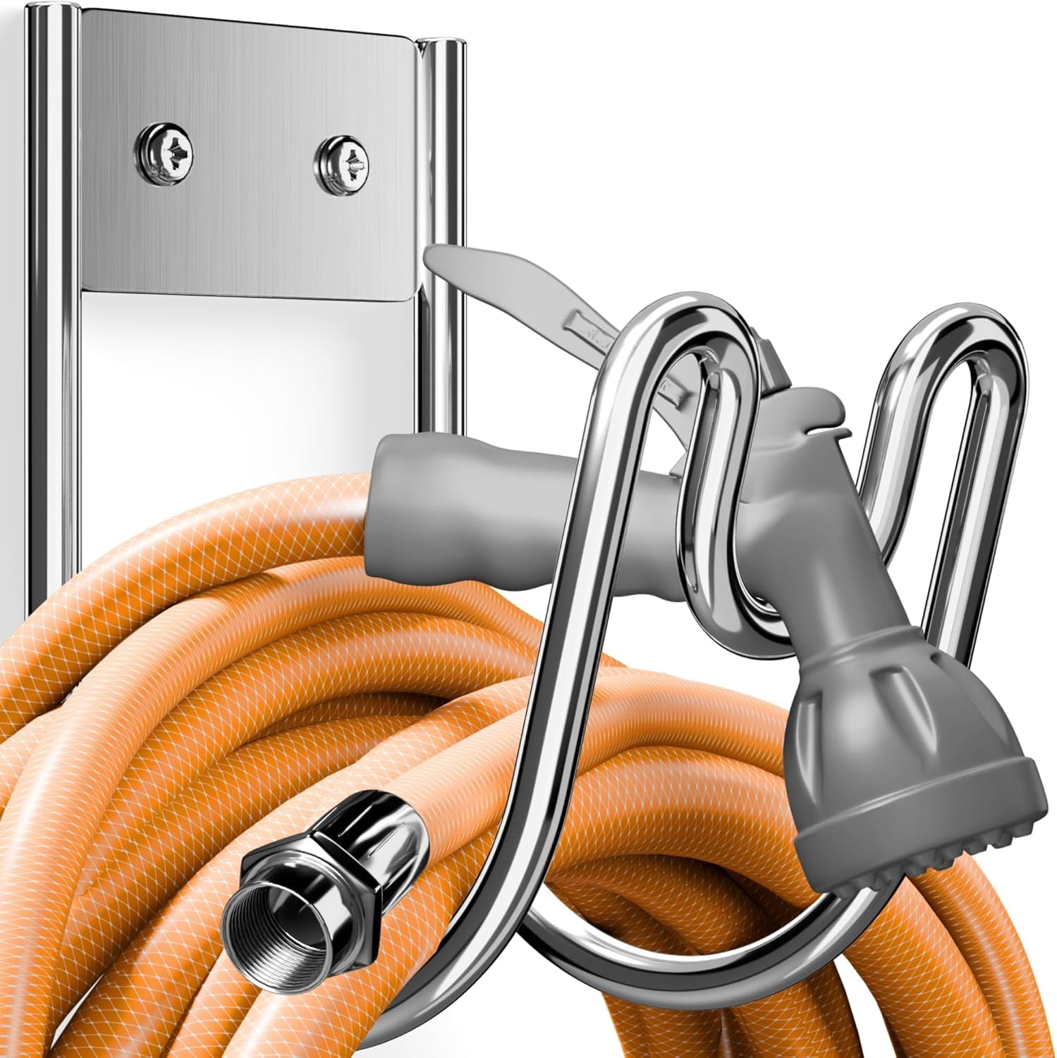 Moveable Hose Rack Heavy Duty Wall Mount Hose Holder, Metal Garden Hose Hanger for Outdoor ...