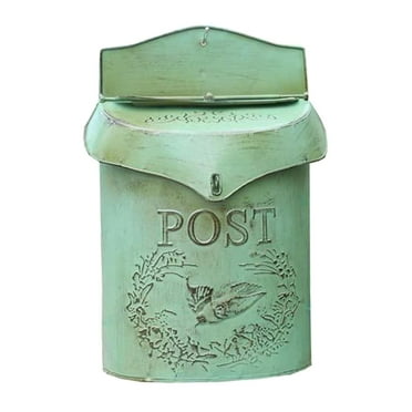 Heavy Duty Wall Mount Mail Boxes - Vintage Style Iron Decorative Mailbox - Lockable Farm Mailbox Mailbox , Green