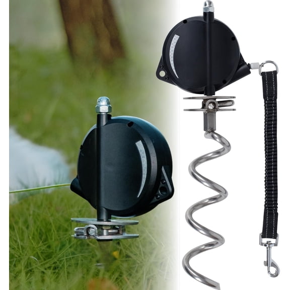Heavy Duty Wall Mount Retractable Dog Tie Out Cable for Small to Large Dogs - Anti-Tangle Leash for Secure Yard or Garden - Extends to 16.5 Ft