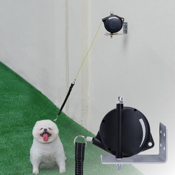Heavy Duty Wall Mount Retractable Dog Tie Out Cable for Small to Large Dogs - Anti-Tangle Leash for Secure Yard or Garden - Extends to 16.5 Ft
