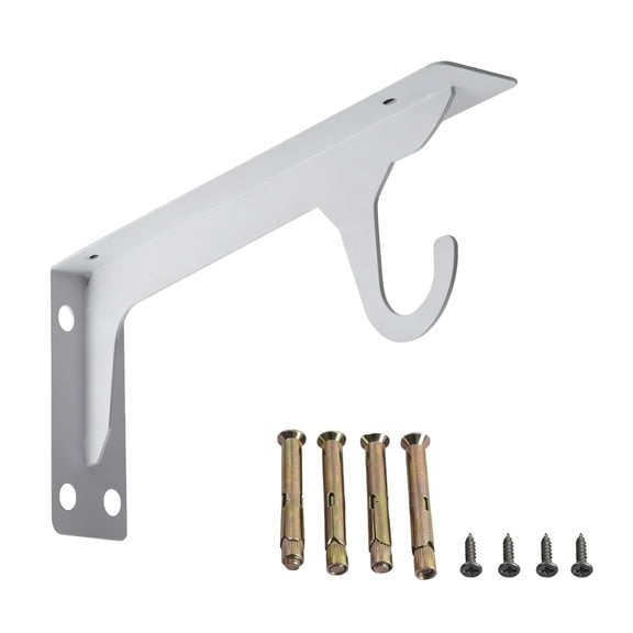Heavy Duty Wall Mounted Closet Rod Support Brackets with Hooks 16 Inch Black Metal Shelf for Versatile Home Organization and Strong Hanger Support