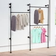 thumbnail image 1 of Heavy Duty Wall Mounted Clothes Rail Shelf Garment Hanging Shop Display Rack Industrial Pipe Clothing Rack Garment Rack Clothes Stores Coat Hanger Wall Mount, 1 of 12