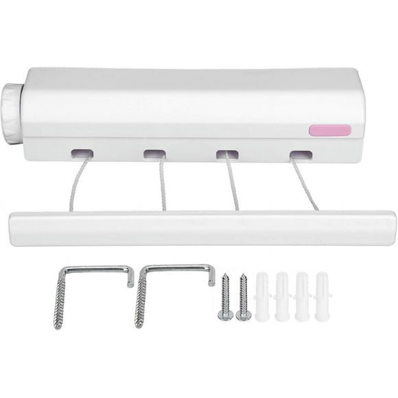 Heavy Duty Wall Mounted Clothesline, Space-saving Compact Pull-out, Retractable Indoor Washing Line with Smooth Pull-out System, Durable Material Telescopic Drying Rack for Indoor