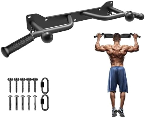 Heavy Duty Wall Mounted Doorway Pull Up Bar, Multifunctional Chin Up Bar, Portable Fitness Door Bar, Body Workout Home Gym System B: 39" Wall Mount Pull Up Bar & Ball