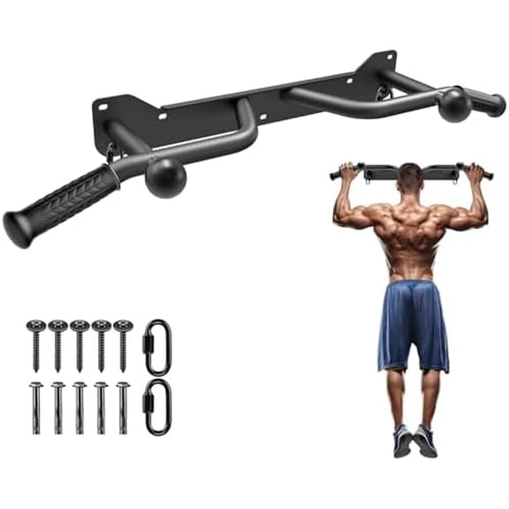Heavy Duty Wall Mounted Doorway Pull Up Bar, Multifunctional Chin Up Bar, Portable Fitness Door Bar, Body Workout Home Gym System B: 39" Wall Mount Pull Up Bar & Ball