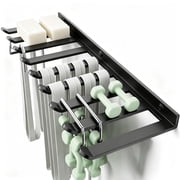 Wall-Mounted Home Gym Equipment Storage Rack for Resistance Bands, Barbell Bars, Cable Attachments, Lifting Belts, Jump Ropes, and Chains