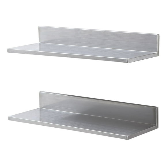 Heavy Duty Wall Mounted Shelf,8.6x24 " Stainless Steel Floating Shelving with Backsplash,44 lb Capacity Commercial Rack for Kitchen,Bar,Restaurant Use