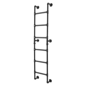 Black Heavy-Duty Wall-Mounted Ladder 6-Rung Basement Egress & Window Well Escape Ladder, 76.8" H