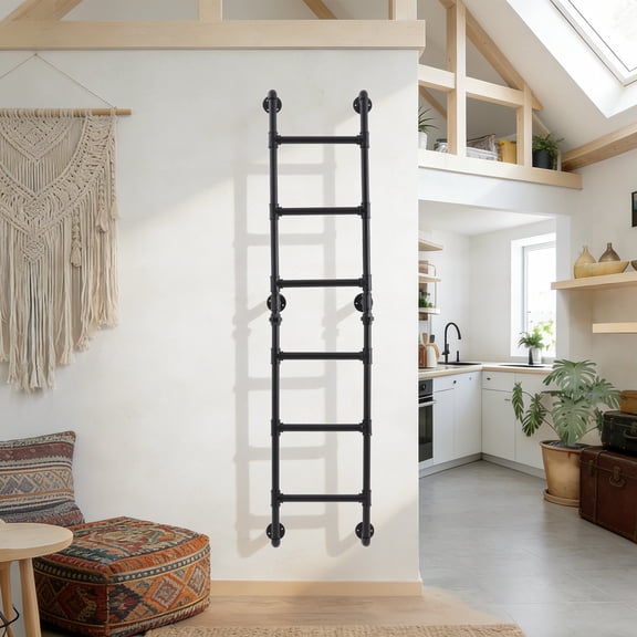 Heavy-Duty Wall-Mounted Stairs, 6-Rung Wall Mounted Step Ladder, Basement Window Well Egress& Emergency Escape Ladder