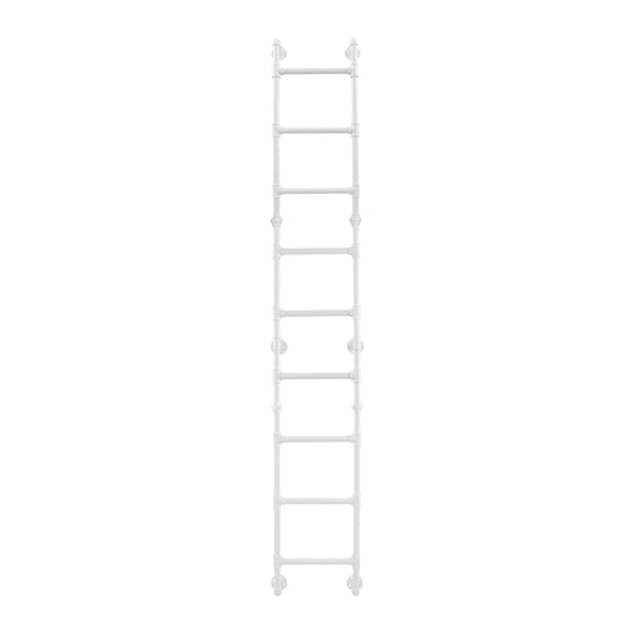 Heavy-Duty Wall-Mounted Stairs, 9-Rung Wall Mounted Step Ladder, Basement Window Well Egress & Emergency Escape Ladder (16.1*107.87in)-White