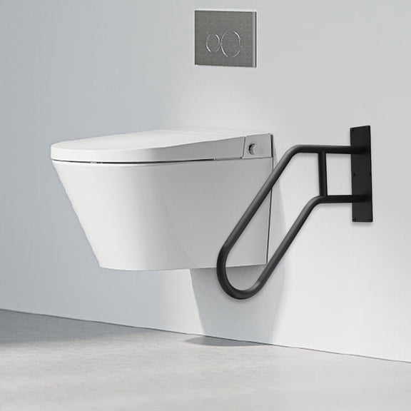 Heavy-Duty Wall-Mounted U-Shaped Handrail with Powder-Coated Rust-Resistant Black Iron, Supports Up to 660 lbs, Ideal for Stairs & Mobility Safety