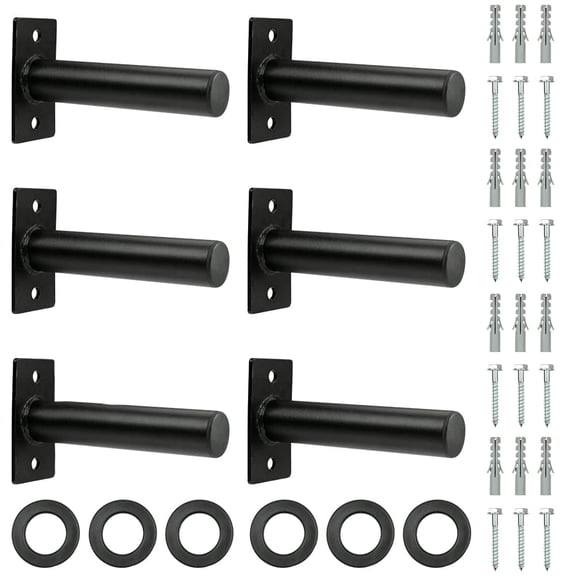 Shininglove Heavy Duty Wall Mounted Weight Plate Holder, 6 Packs Steel Storage Rack for 2" International Sporting Event Plates, Protective Rubber Pad, 300 lbs Max, Mounting Hardware