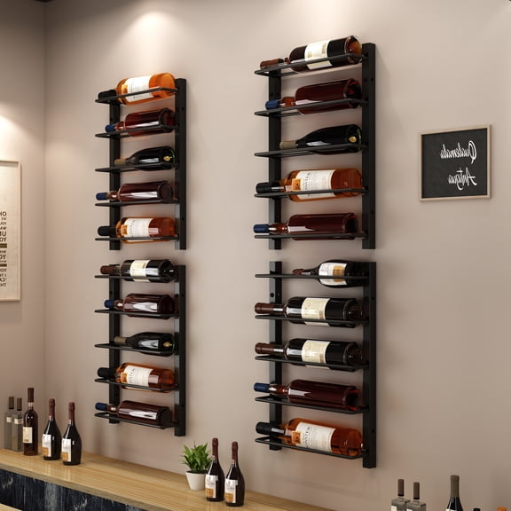 Heavy-Duty Wall-Mounted Wine Rack Holds 10 or 20 Bottles - Space-Saving Wrought Iron Vertical Storage for Home Bar, Kitchen, or Cellar