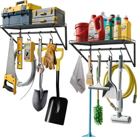 Heavy-Duty Wall Shelf,  Pack Garage Shelf, Wall Mounted Shelves for Garage, Laundry Room
