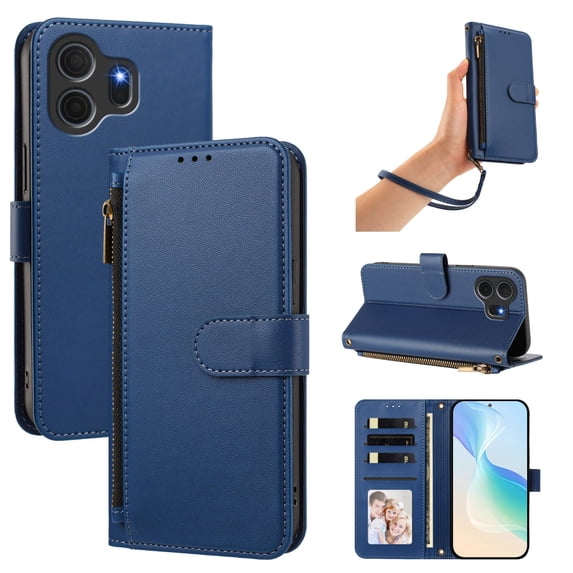 Heavy Duty Wallet Phone Case Compatible with TCL NxtPaper 70 Pro with Card Slots and Kickstand Blue