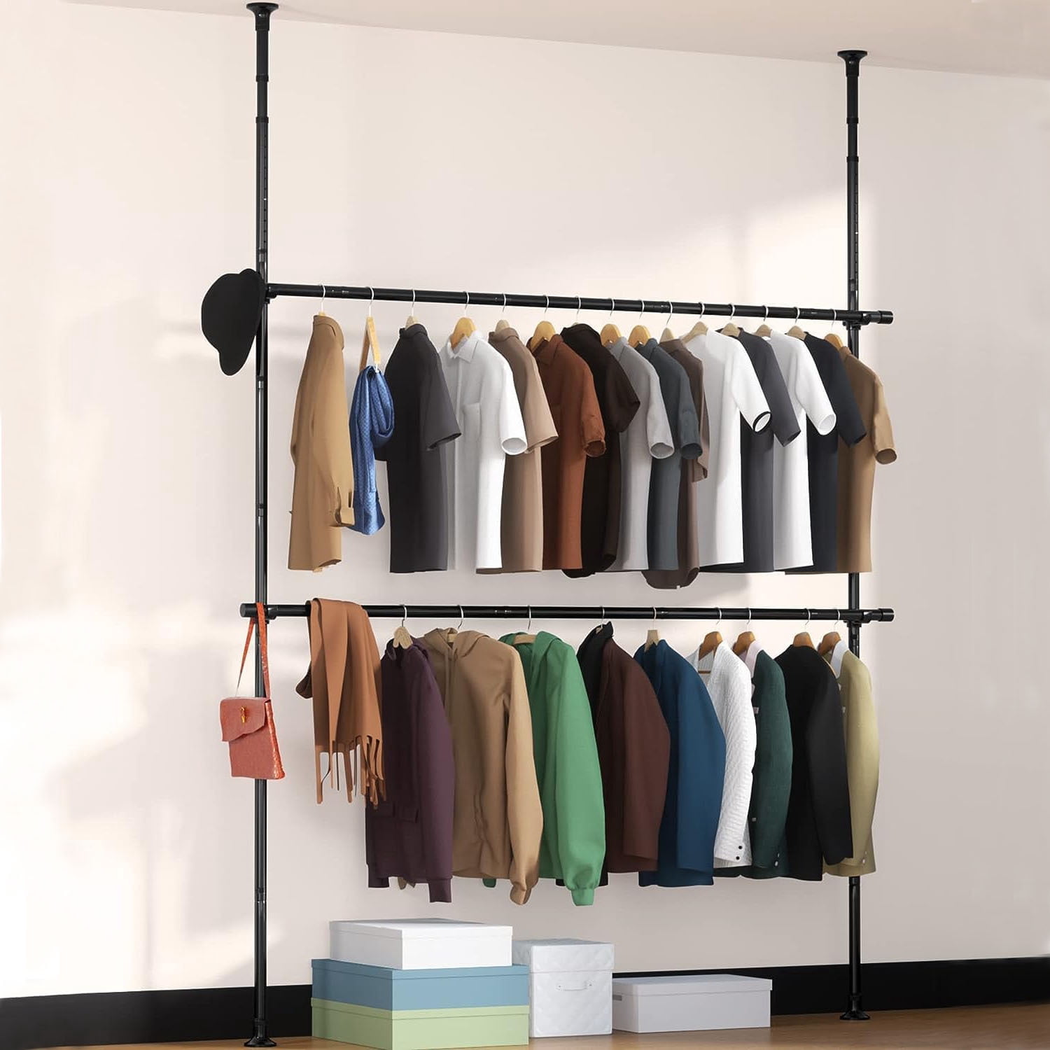 Clothes Pole For Wardrobe Telescopic Wardrobe Organiser Hanging Rail ...