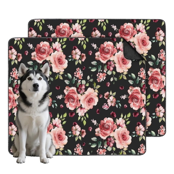 Heavy Duty Washable Pet Pads 35x41 - 2 Pack Floral Pattern Training Mats for Indoor Dog Potty Area and Crate Use
