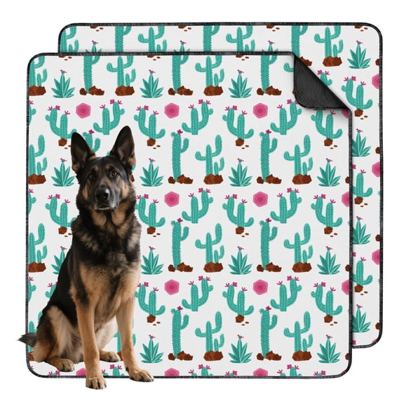 Heavy-Duty Washable Potty Pads, Large Mat with Locking Backing for Active Pets and Puppies (Plant patterns, 48"x48")