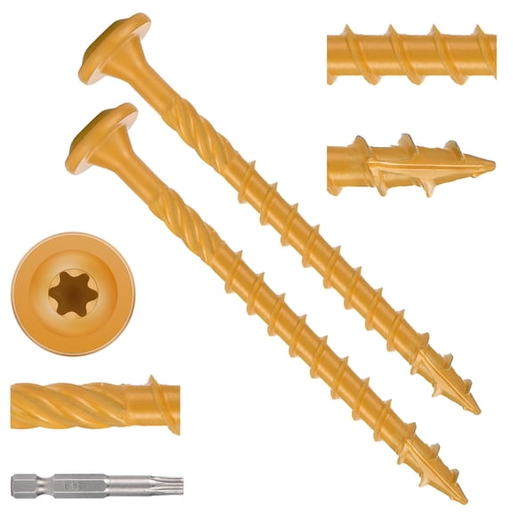 Heavy Duty Washer Head Wood Screws #14 x 3, Structural Lag Screws for Log, Timber, Landscaping & Outdoor Projects, Tan Ruspert Coated, 50 Pack