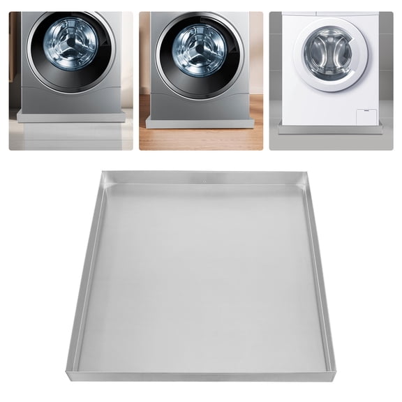 Washing Machine Drain Pan 28x30 Inch, 304 Stainless Steel Washer Drip Tray with Drain Adapter, Leak Protection Under Dryer Dishwasher