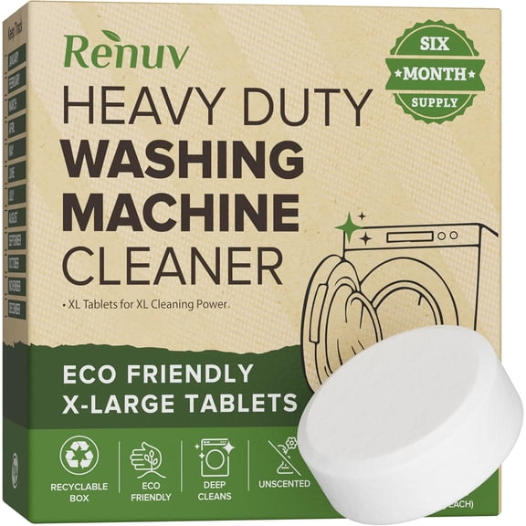 Heavy Duty Washing Machine Cleaner Descaler Tablets - for Front Load, Top Load Washer, HE (6 XL Tablets - 6 Months Supply)