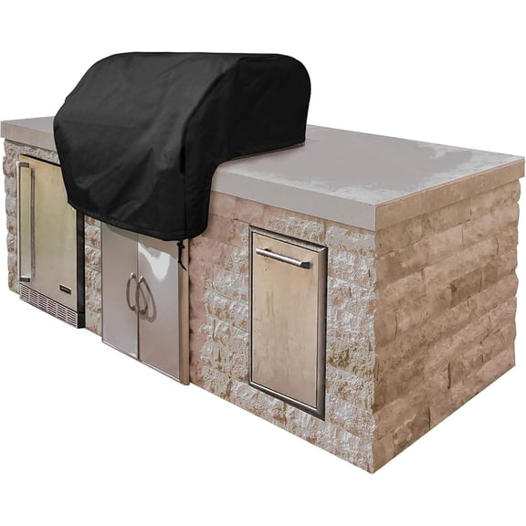 Heavy-Duty Water-Resistant 600D Ripstop Polyester BBQ Grill Cover with Locking Drawcord, Fits Built-In Grills up to 54"W x 33"D x 18"H