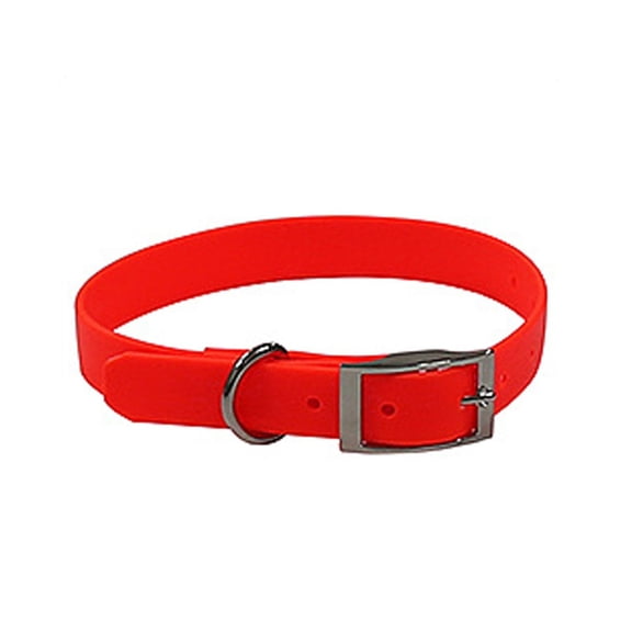 Heavy Duty Waterproof Dog Collar, Adjustable Chew Resistant Biothane Collar with Double Buckle & D-Ring for All Dog Sizes(Red,One Size)