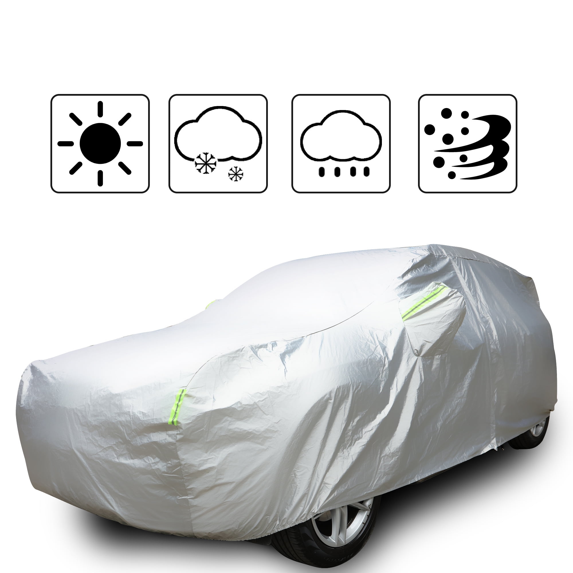 Heavy Duty Waterproof Full Car Cover All Weather Protection Outdoor Indoor Use UV Dustproof for Auto, 187*75*69 inch
