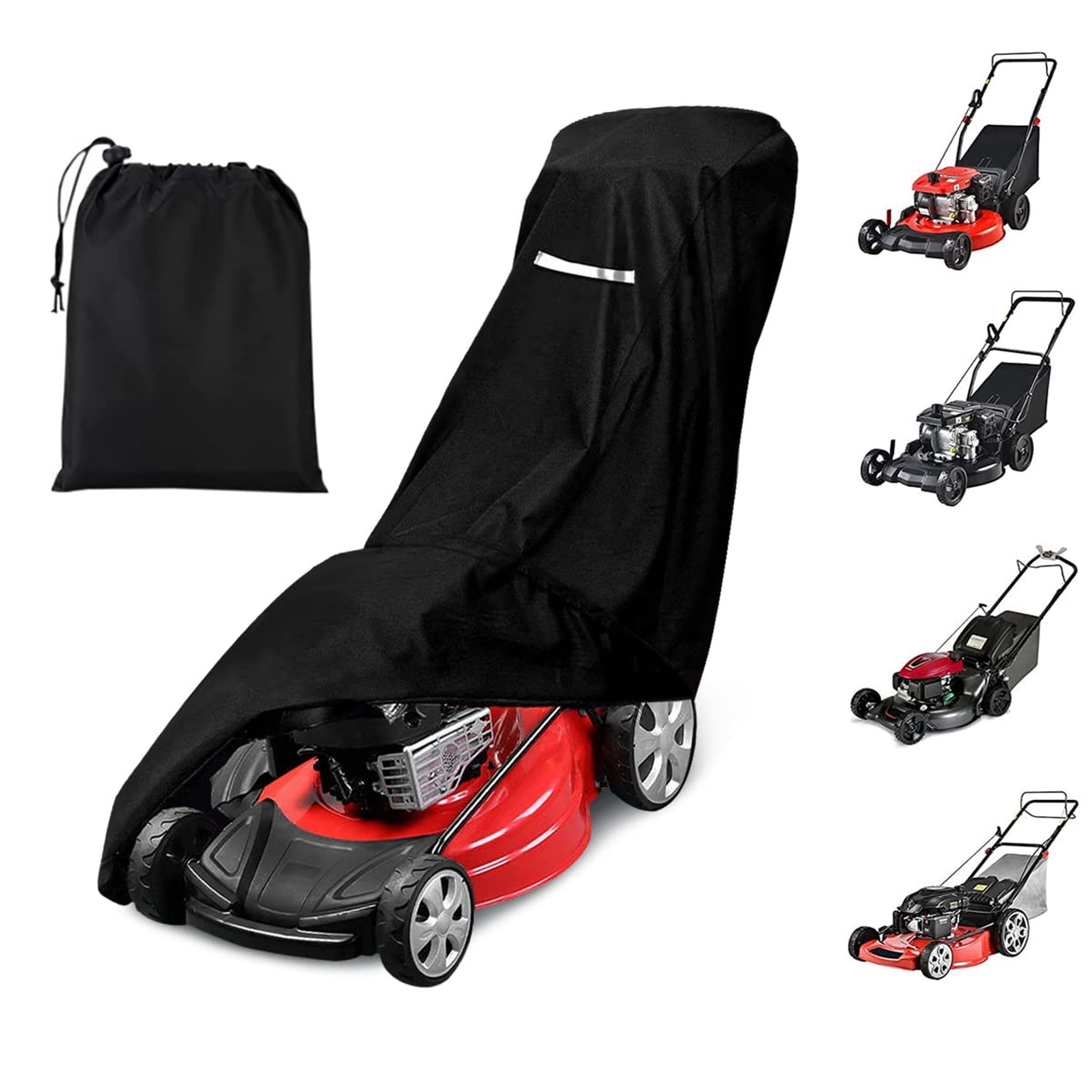 Heavy Duty Black Waterproof Lawn Mower Cover with Drawstring